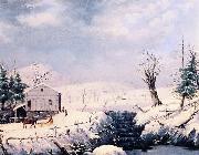 George Henry Durrie Winter in New England oil on canvas